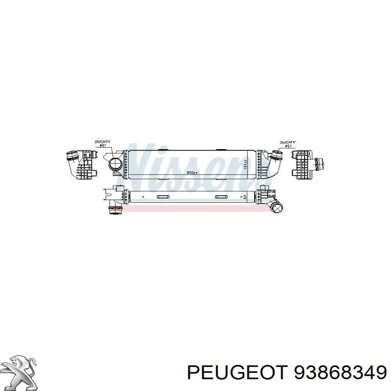 93868349 Peugeot/Citroen radiador de aire de admisión