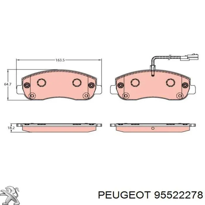 95522278 Peugeot/Citroen pastillas de freno delanteras