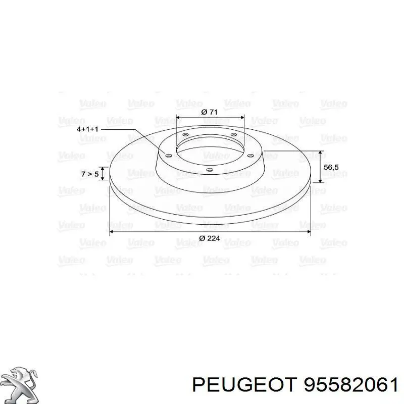 95582061 Peugeot/Citroen disco de freno trasero