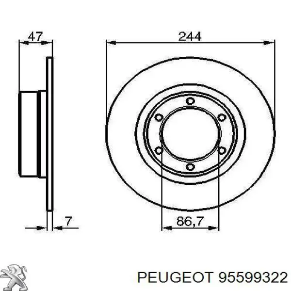 95599322 Peugeot/Citroen freno de disco delantero