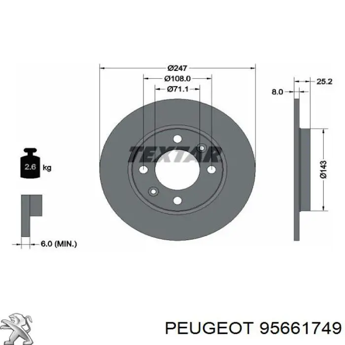 Comprar 95661749 Peugeot/Citroen Disco de freno trasero