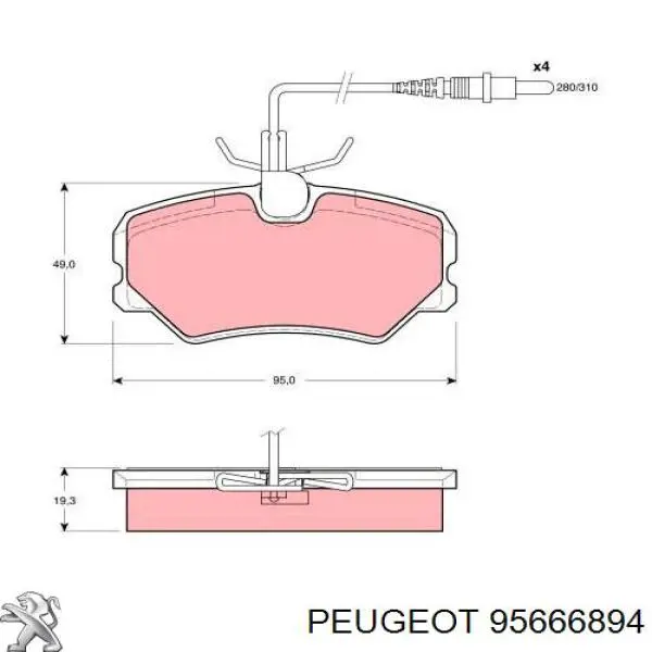 95666894 Peugeot/Citroen pastillas de freno delanteras