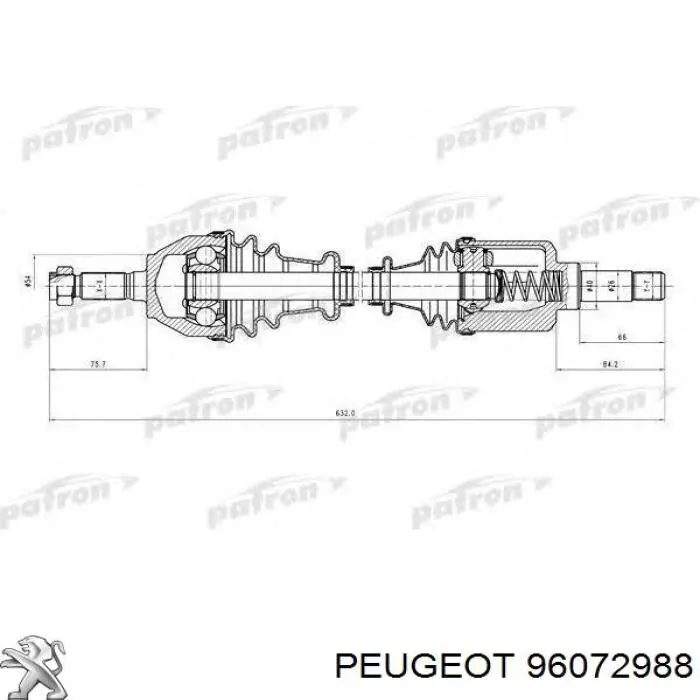 96072988 Peugeot/Citroen árbol de transmisión delantero izquierdo