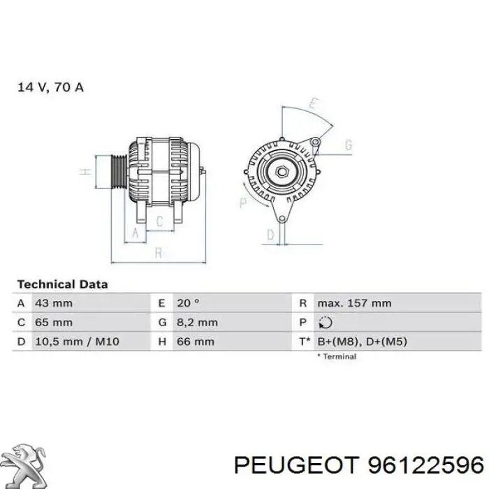 96122596 Peugeot/Citroen alternador