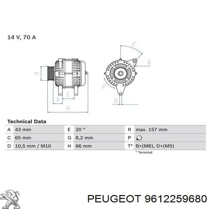 9612259680 Peugeot/Citroen alternador