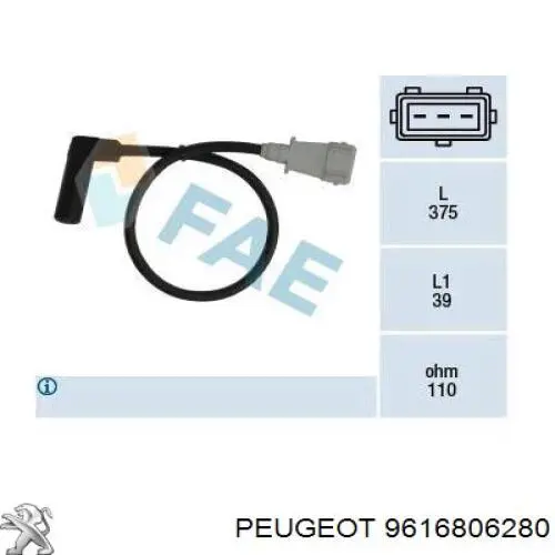 Sensor de cigüeñal 9616806280 Peugeot/Citroen