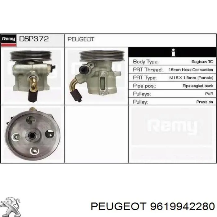 9619942280 Peugeot/Citroen bomba hidráulica de dirección