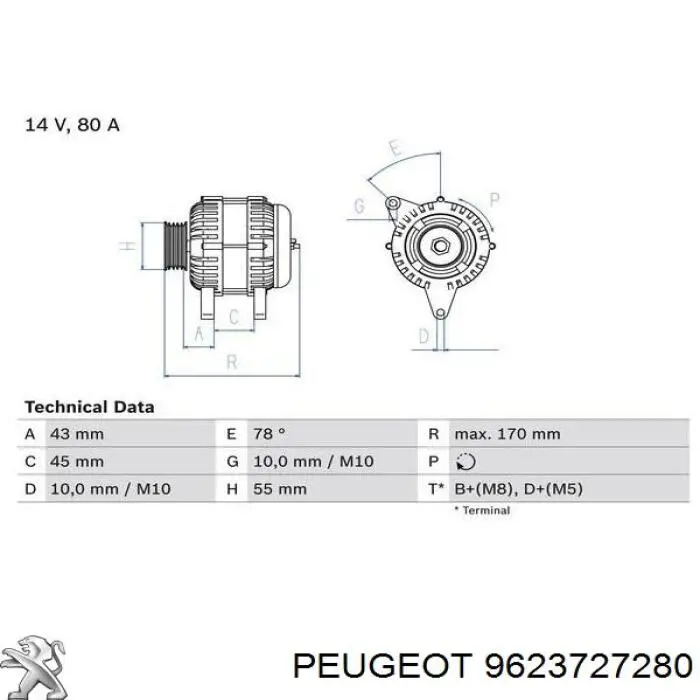 Alternador del motor Peugeot/Citroen 9623727280 precio, desde 132,31 EUR