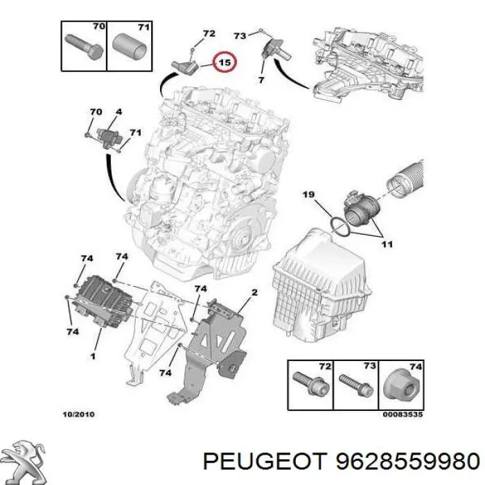 Comprar 9628559980 Peugeot/Citroen Sensor de posición del árbol de levas
