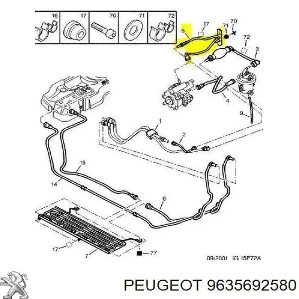 9635692580 Peugeot/Citroen Sensor de temperatura de combustible