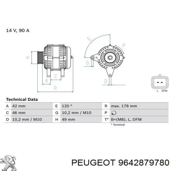 9642879780 Peugeot/Citroen alternador