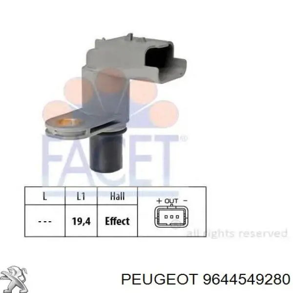 9644549280 Peugeot/Citroen sensor de posición del árbol de levas