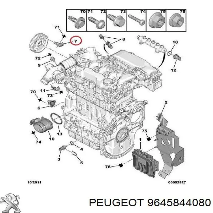 Comprar 9645844080 Peugeot/Citroen Sensor de posición del árbol de levas