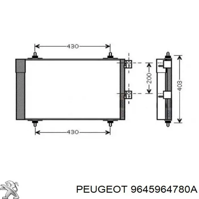 9645964780A Peugeot/Citroen condensador aire acondicionado