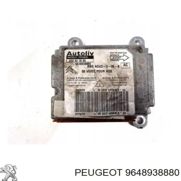 9648938880 Peugeot/Citroen Módulo de control de airbag