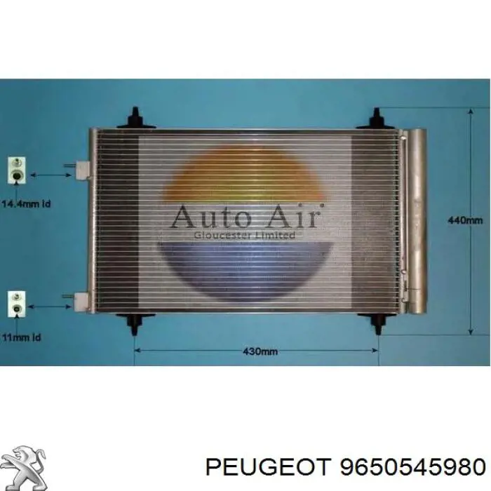 9650545980 Peugeot/Citroen condensador aire acondicionado