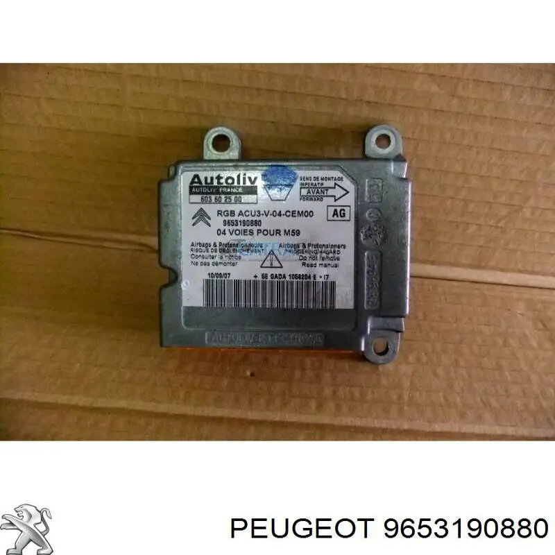 9653190880 Peugeot/Citroen procesador del modulo de control de airbag