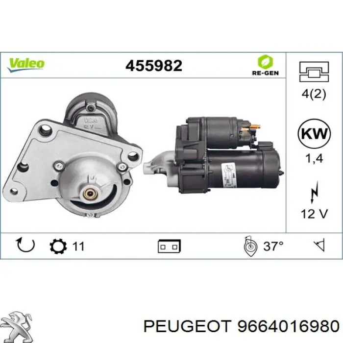 Burro de arranque  Peugeot/Citroen 9664016980 precio, desde 44,63 EUR