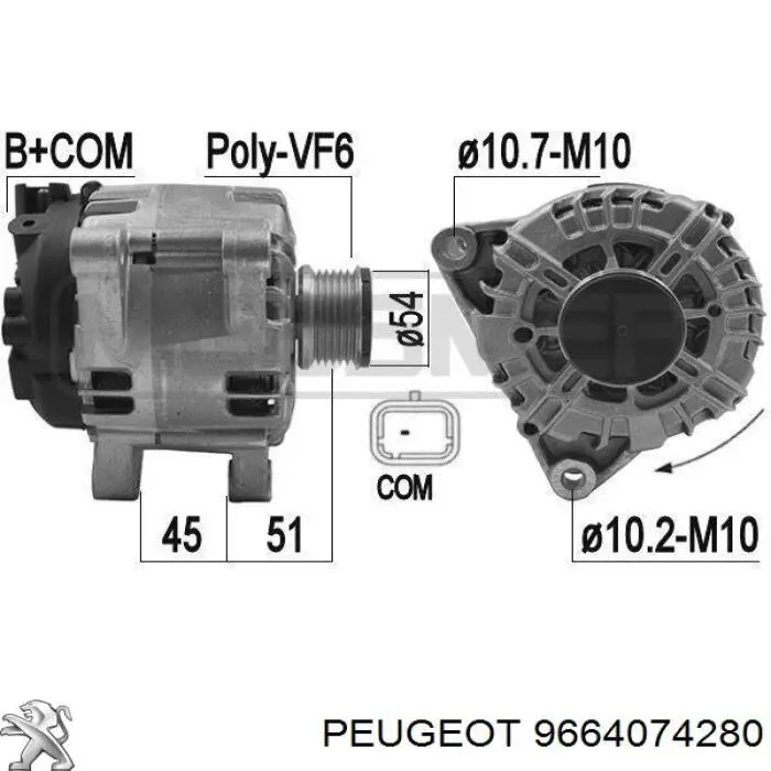 Alternador del motor Peugeot/Citroen 9664074280 precio, desde 104,54 EUR