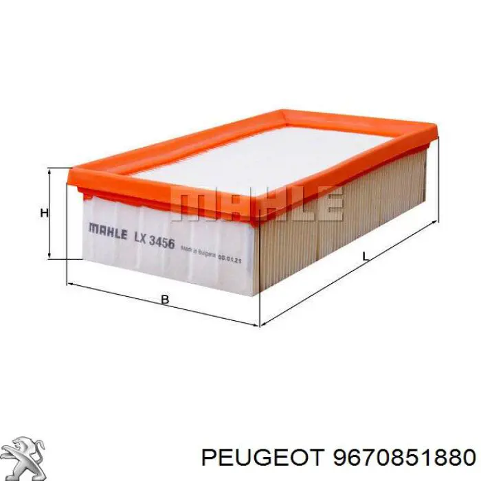 9670851880 Peugeot/Citroen caja del filtro de aire