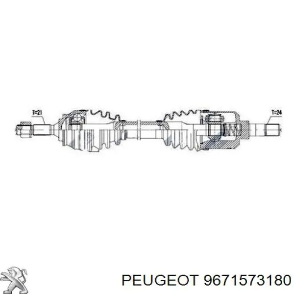 9671573180 Peugeot/Citroen árbol de transmisión delantero izquierdo