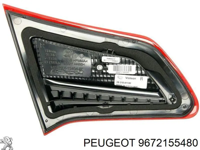 Piloto trasero interior derecho Peugeot/Citroen 9672155480 precio, desde 37,75 EUR