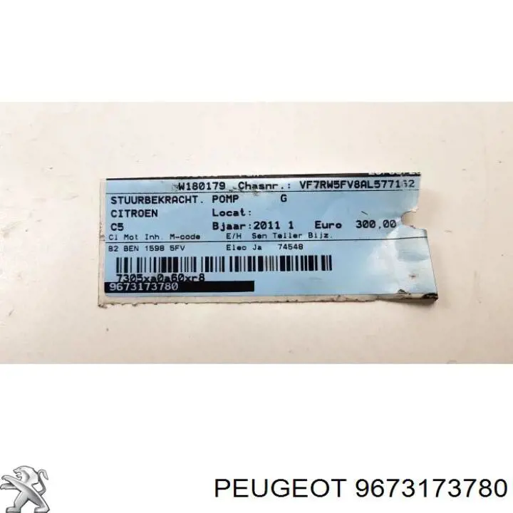 Bomba de dirección 9673173780 Peugeot/Citroen