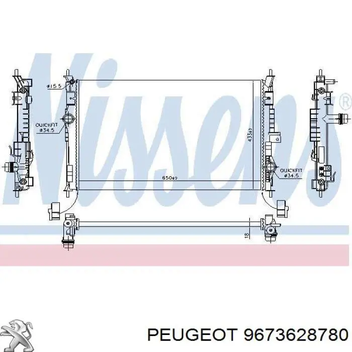 Radiador 9673628780 Peugeot/Citroen
