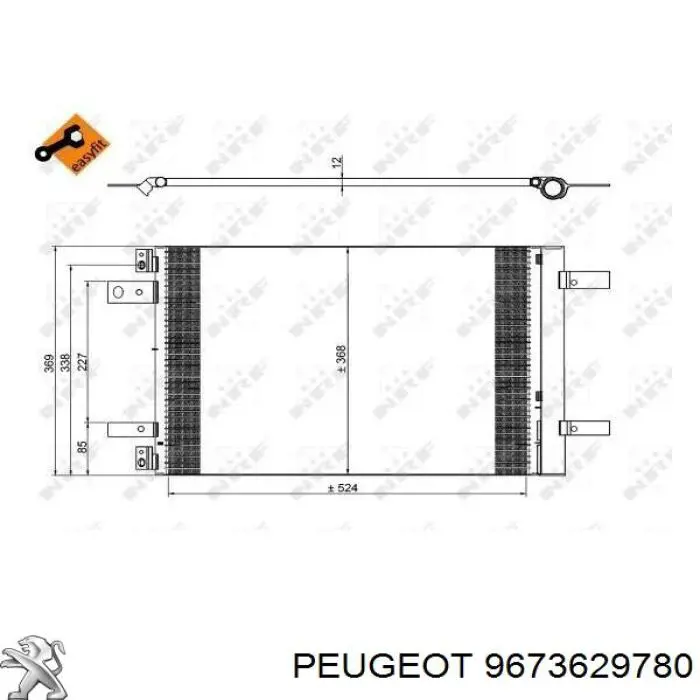 9673629780 Peugeot/Citroen Radiador de aire acondicionado