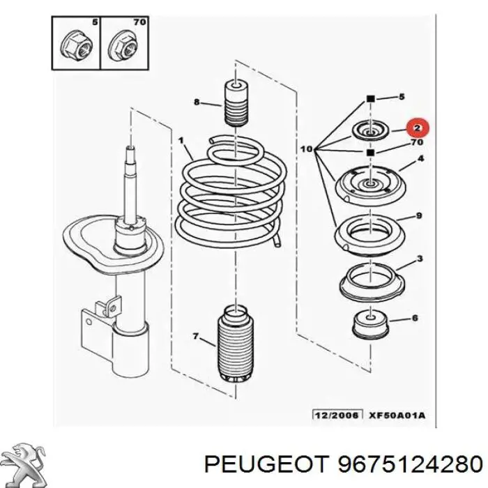 9675124280 Peugeot/Citroen soporte amortiguador delantero