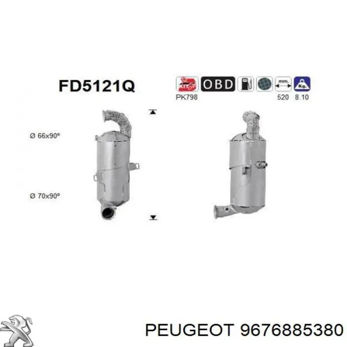 9808329780 Peugeot/Citroen catalizador