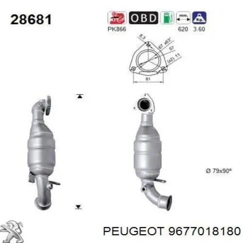 9677018180 Peugeot/Citroen catalizador