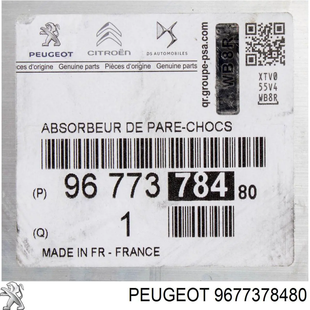 Refuerzo parachoques trasero 9677378480 Peugeot/Citroen