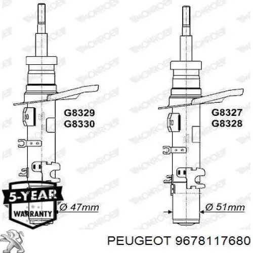 Amortiguador trasero Peugeot/Citroen 9678117680 precio, desde 88,57 EUR