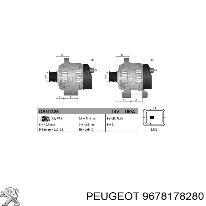 Alternador del motor Peugeot/Citroen 9678178280 precio, desde 111,73 EUR