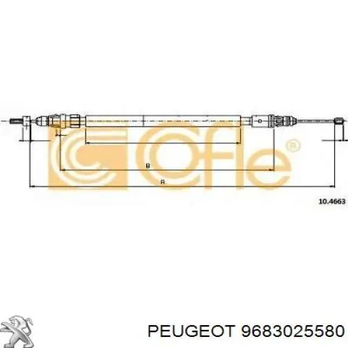 9683025580 Peugeot/Citroen cable de freno de mano trasero izquierdo