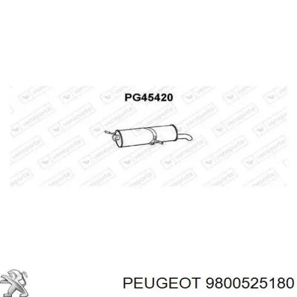 9800525180 Peugeot/Citroen silenciador posterior