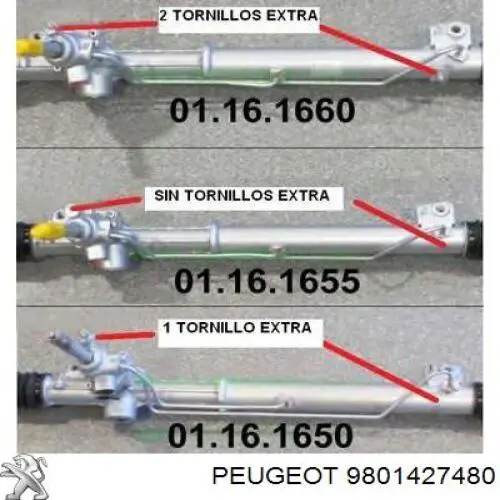 9801427480 Peugeot/Citroen cremallera de dirección