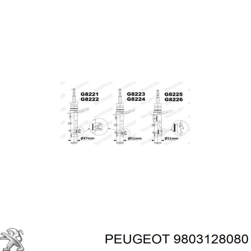 9803128080 Peugeot/Citroen amortiguador delantero izquierdo