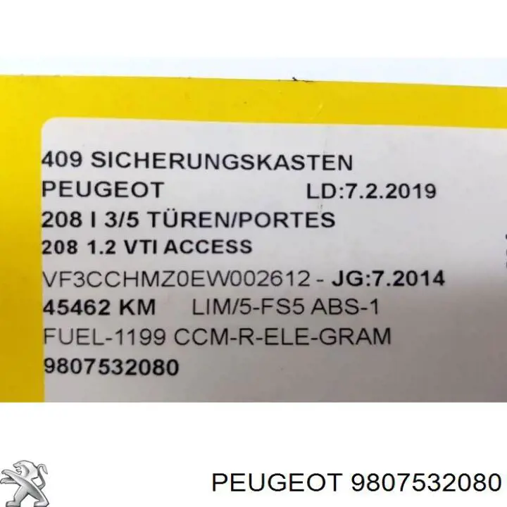  9807532080 Peugeot/Citroen