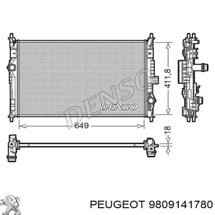 9809141780 Peugeot/Citroen radiador