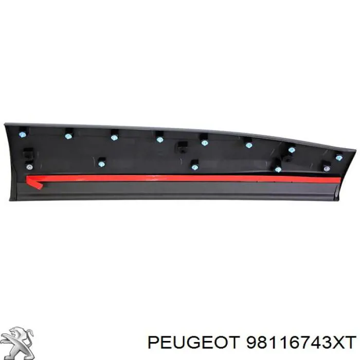 98116743XT Peugeot/Citroen Listón embellecedor de puerta delantera izquierda 