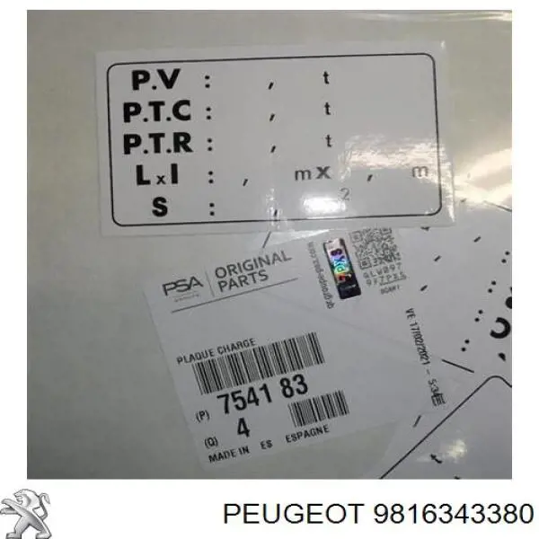 Cerradura de puerta delantera derecha 9816343380 Peugeot/Citroen