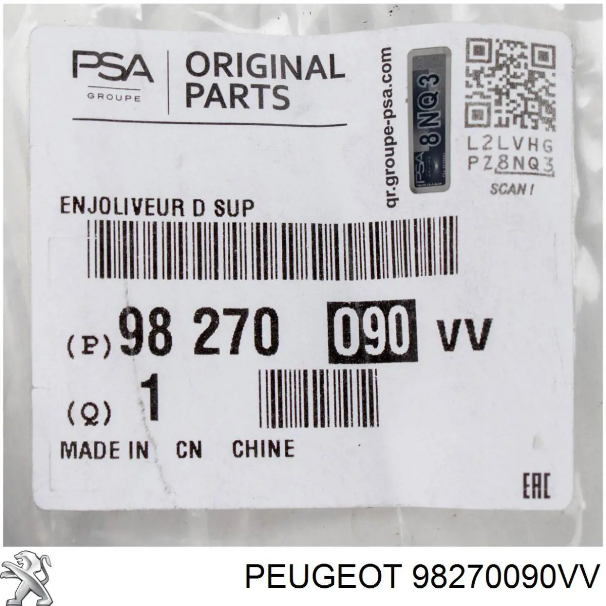 Moldura de techo derecha 98270090VV Peugeot/Citroen