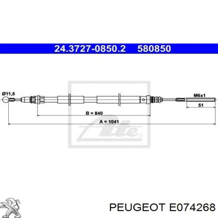 E074268 Peugeot/Citroen cable de freno de mano trasero izquierdo