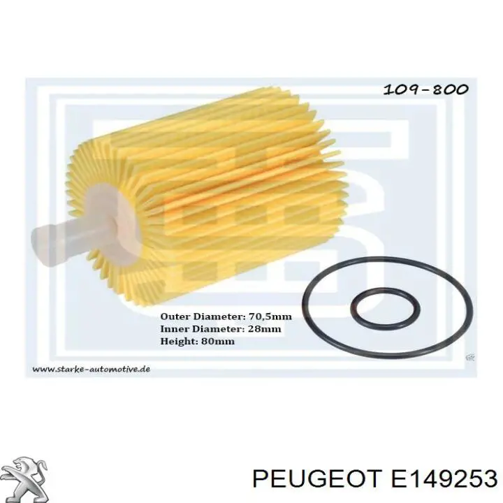 Filtro de aceite E149253 Peugeot/Citroen