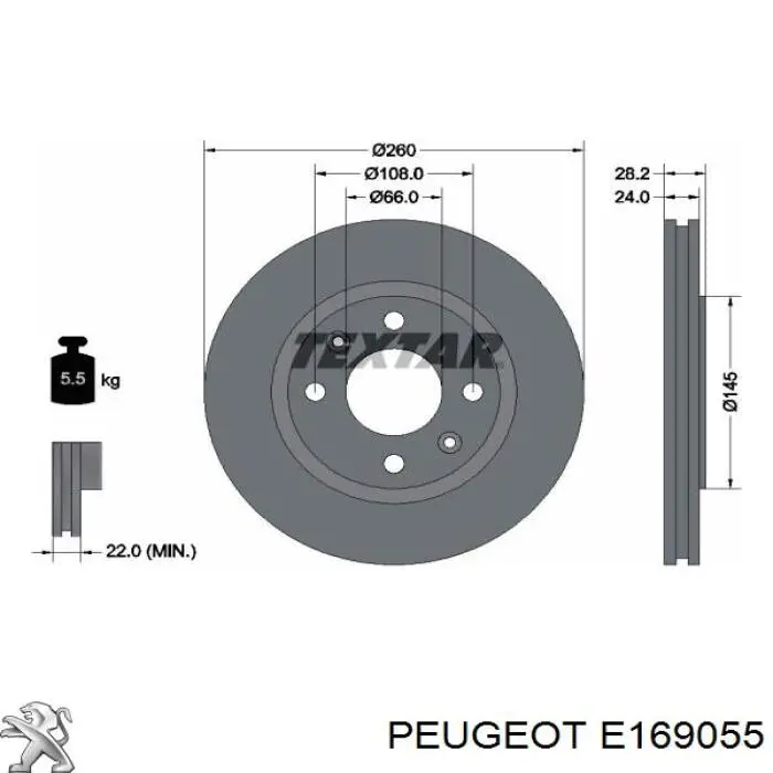 Frenos delanteros Peugeot/Citroen E169055 precio, desde 32,32 EUR
