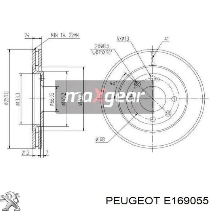 E169055 Peugeot/Citroen freno de disco delantero