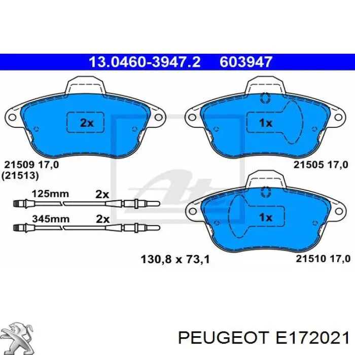 E172021 Peugeot/Citroen pastillas de freno delanteras
