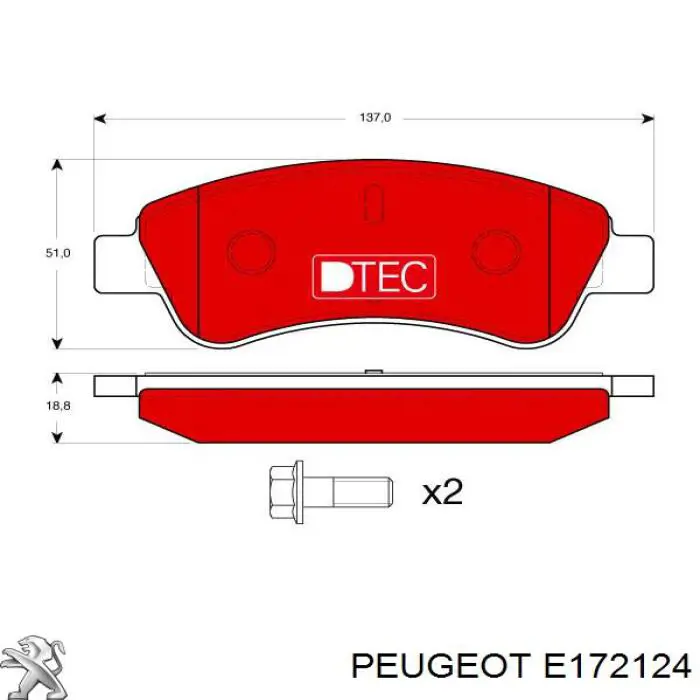 E172124 Peugeot/Citroen pastillas de freno delanteras